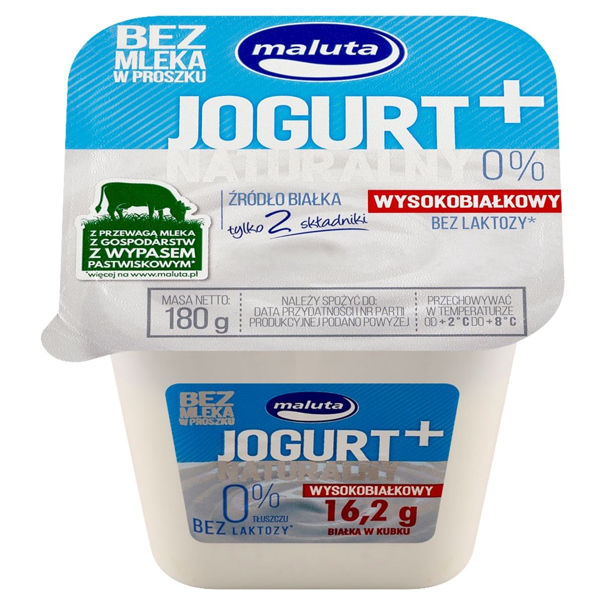 Jogurt naturalny 0%tł. wysokobiałkowy 180g bez laktozy